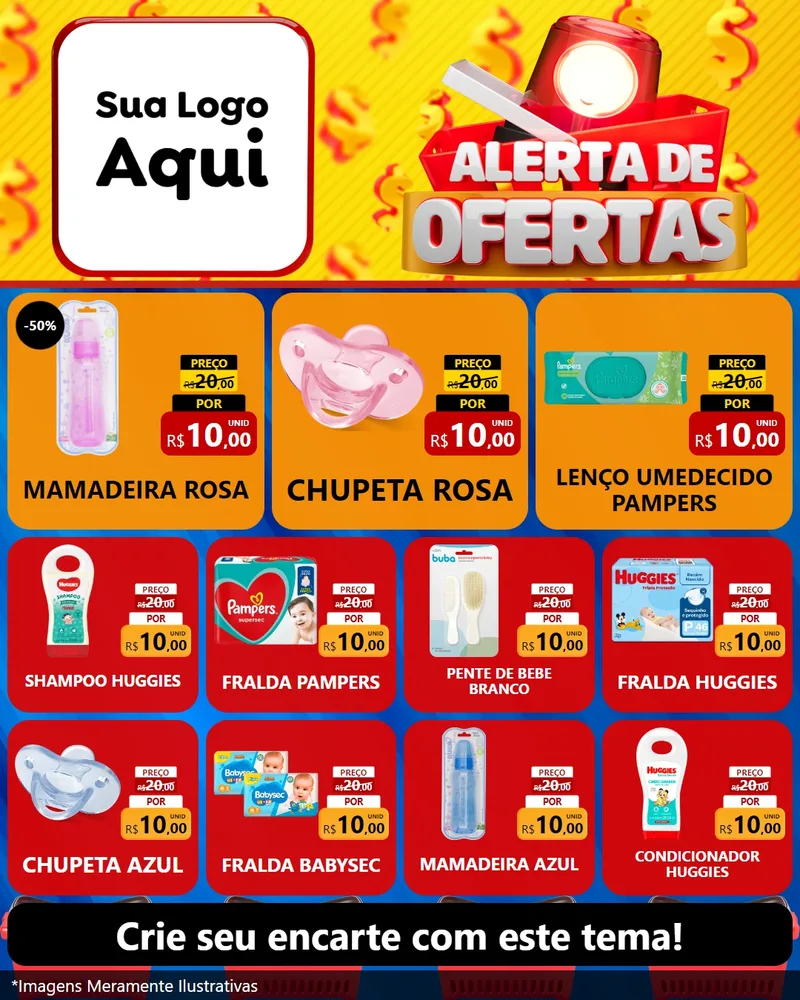 Modelo de Rede Social para Feed Instagram com o tema Alerta de Ofertas para Bebês