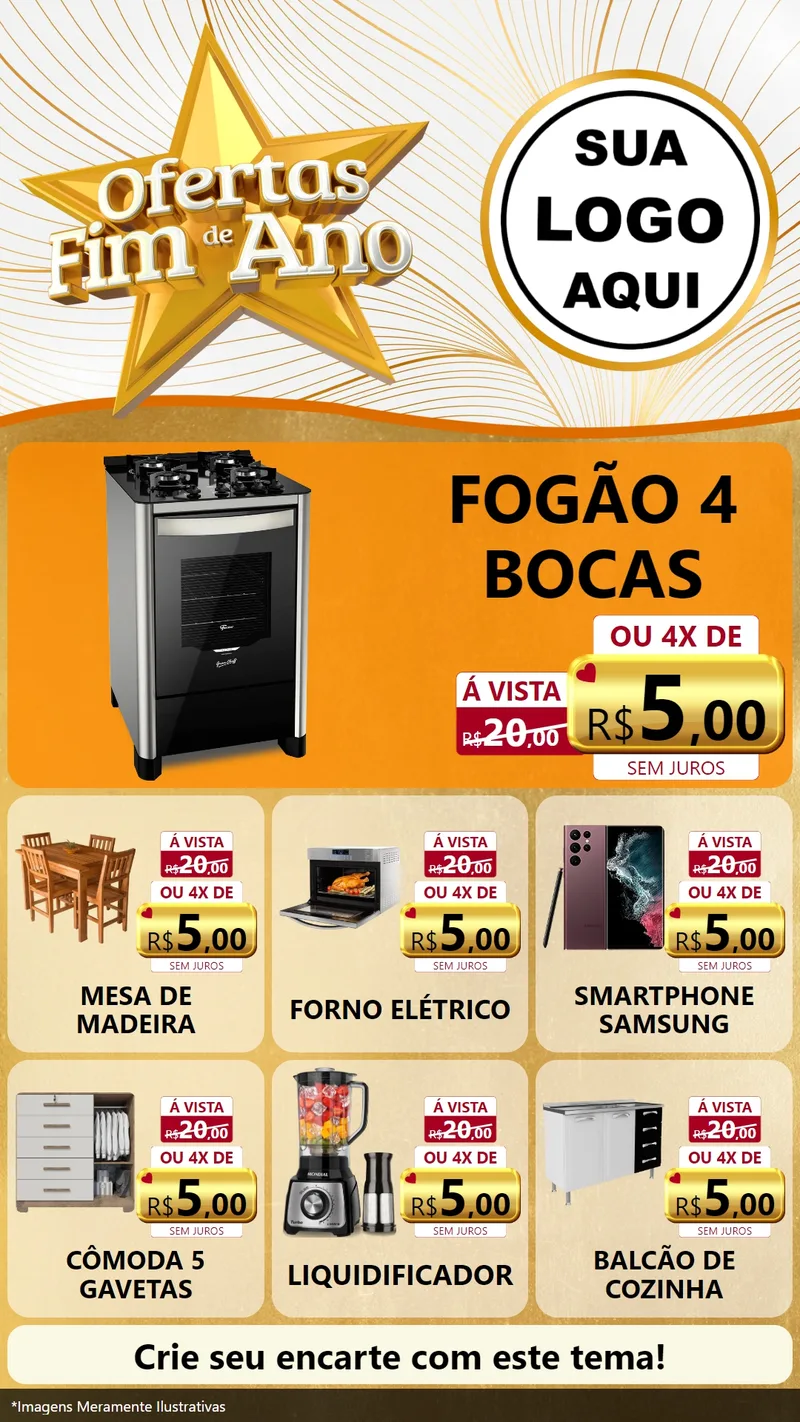 Modelo de Rede Social para Stories com o tema Ofertas Fim de Ano para Móveis e Eletro