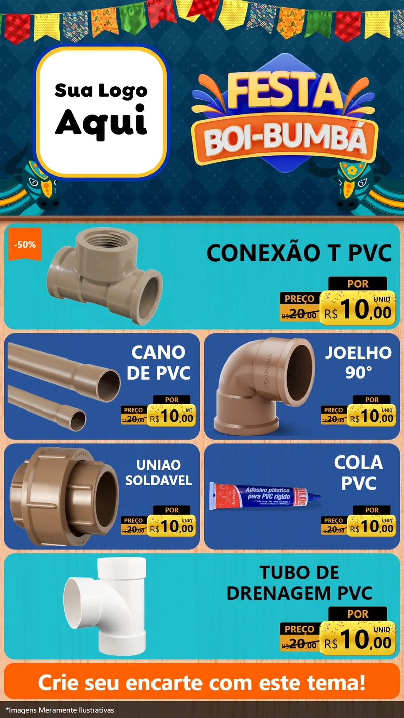 Modelo de TV para TV Vertical com o tema Festa Boi Bumbá para Tubos e conexões
