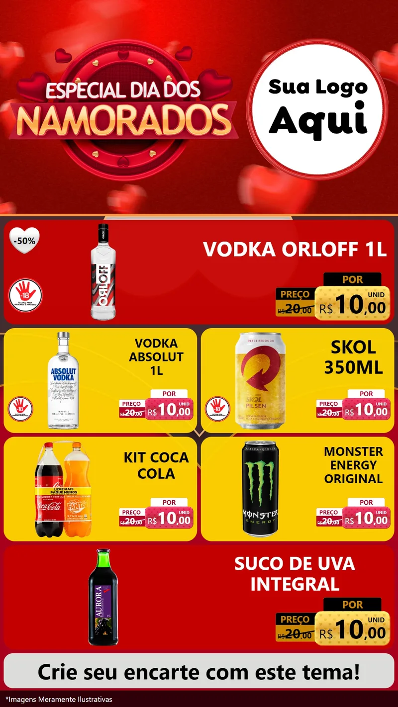 Modelo de TV para TV Vertical com o tema Especial Dia Dos Namorados para Distribuidora de bebidas