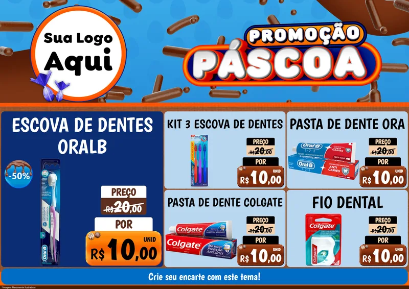 Modelo de Encarte para Encarte A4 Horizontal com o tema Promoção Páscoa para Higiene Pessoal