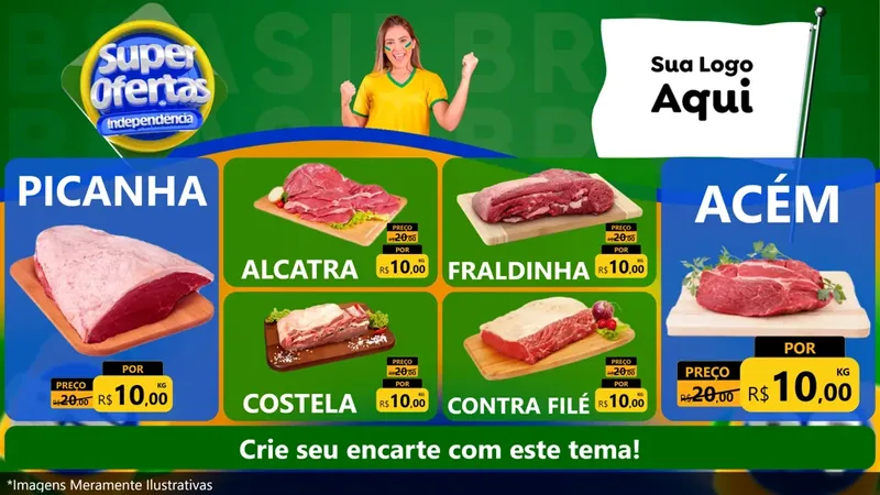 Modelo de TV para TV Horizontal com o tema Super Ofertas de Independência para Açougue