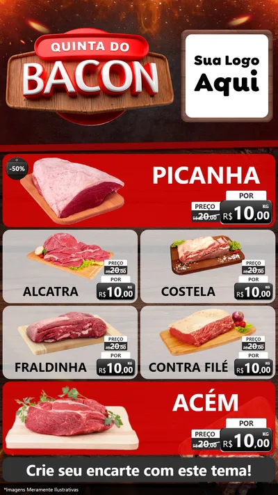 Modelo de TV para TV Vertical com o tema Quinta do Bacon para Açougue