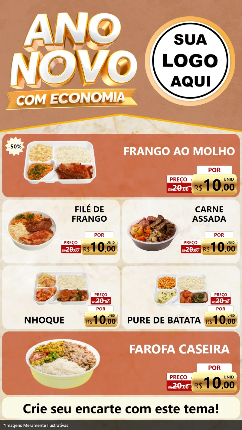 Modelo de TV para TV Vertical com o tema Ano Novo Com Economia para Restaurante