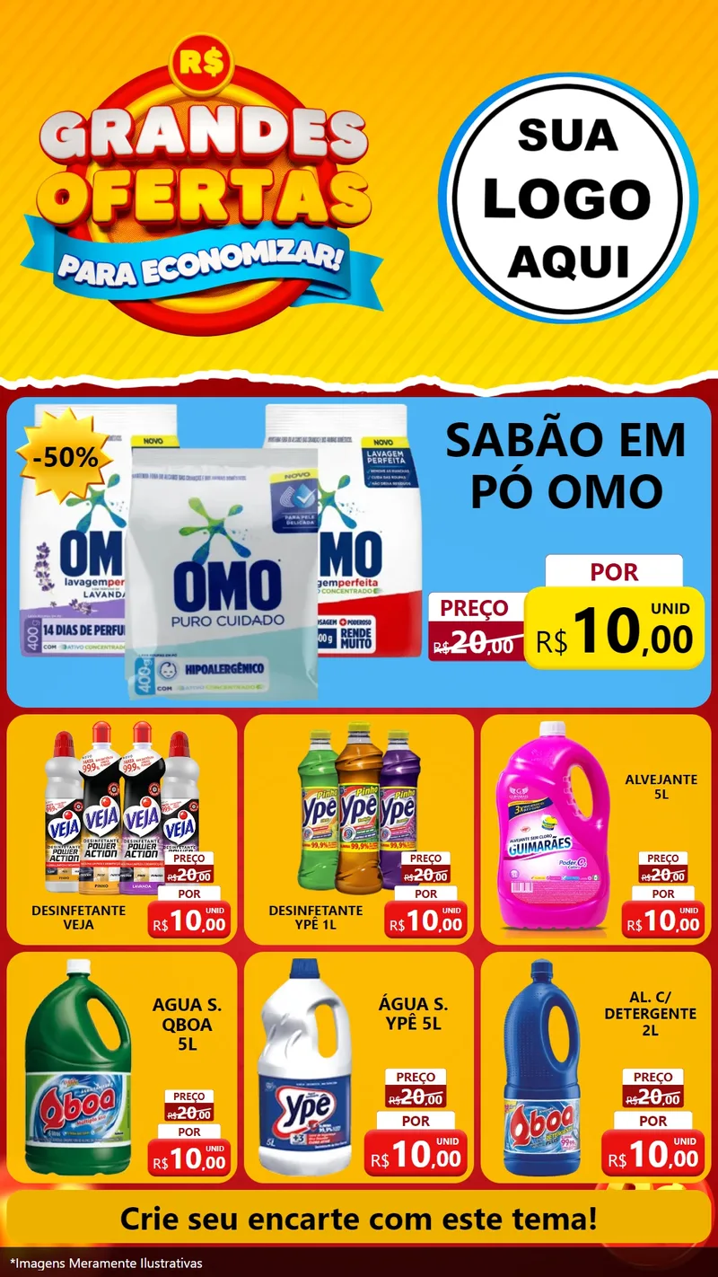 Modelo de Rede Social para Stories com o tema Grandes Ofertas Para Economizar! para Produtos de Limpeza