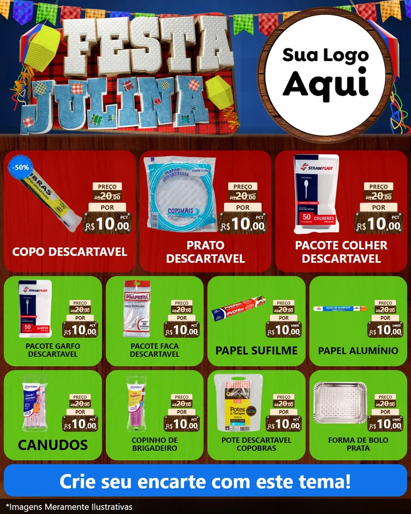 Modelo de Rede Social para Feed Instagram com o tema Festa Julina para Embalagens