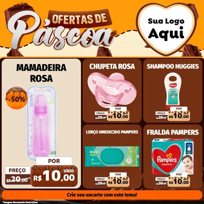 Modelo de Rede Social para Feed Facebook com o tema Ofertas de Páscoa para Bebês