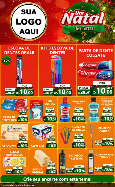 Modelo de Encarte para Encarte Grande com o tema Um Natal de Ofertas para Higiene Pessoal