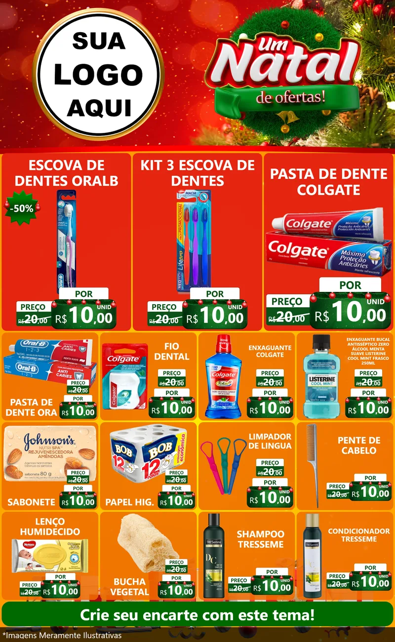 Modelo de Encarte para Encarte Grande com o tema Um Natal de Ofertas para Higiene Pessoal