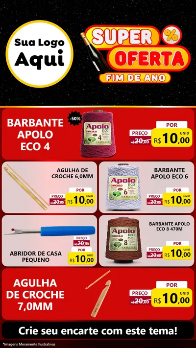 Modelo de TV para TV Vertical com o tema Super Oferta Fim de Ano para Armarinho e Aviamentos