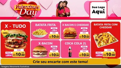 Modelo de TV para TV Horizontal com o tema Valentine's Day para Hamburgueria