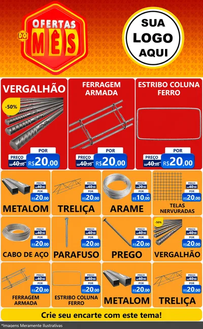 Modelo de Encarte para Encarte Grande com o tema Ofertas do Mês para Ferragens