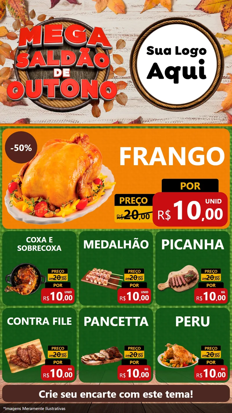 Modelo de Rede Social para Stories com o tema Mega Saldão de Outono para Assados