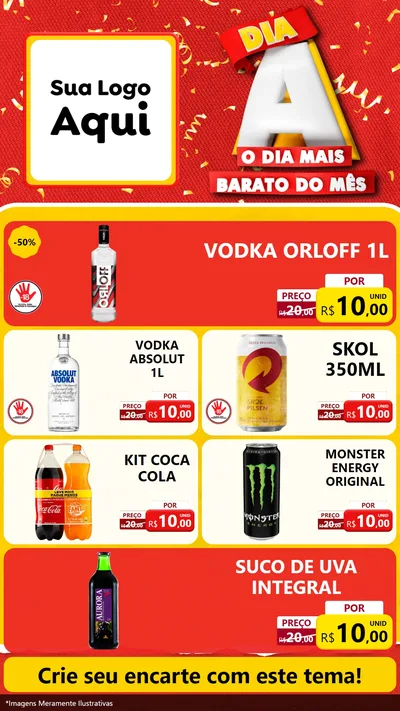 Modelo de TV para TV Vertical com o tema Dia A o Dia Mais Barato do Mês para Distribuidora de bebidas