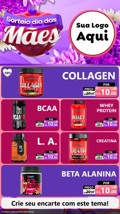 Modelo de TV para TV Vertical com o tema Sorteio Dia das Mães para Suplementos alimentares