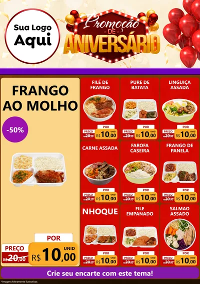 Modelo de Encarte para Encarte A4 Vertical com o tema Promoção de Aniversário para Restaurante