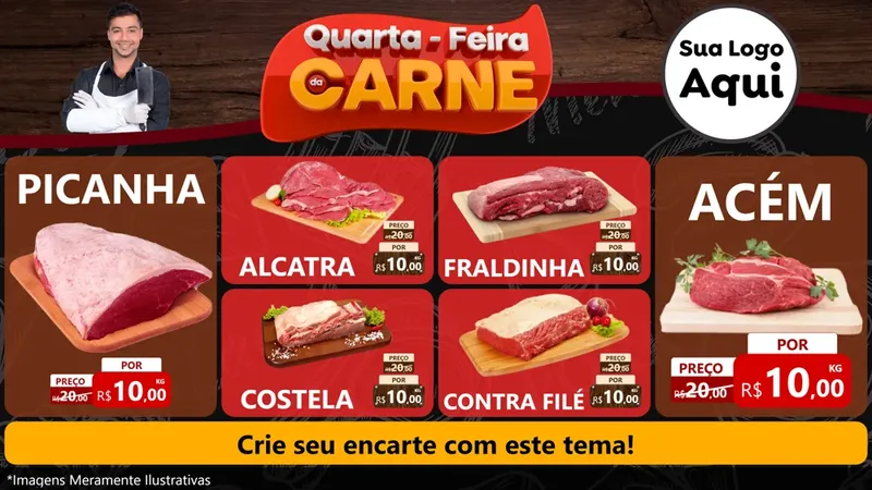 Modelo de TV para TV Horizontal com o tema Quarta-Feira de Carne para Açougue
