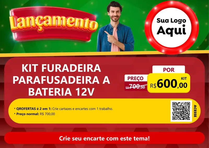 Modelo de Cartaz para Cartaz A4 Horizontal com o tema Lançamento para Maquinas e Ferramentas