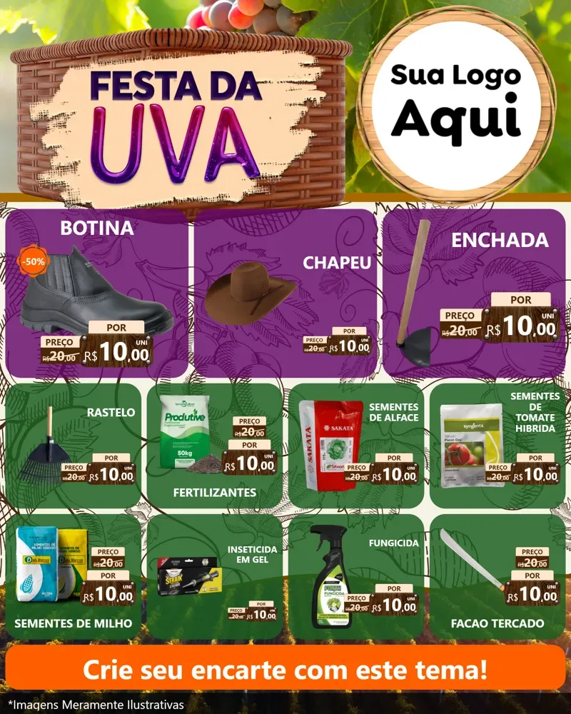 Modelo de Rede Social para Feed Instagram com o tema Festa da Uva para Agropecuária