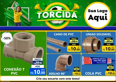 Modelo de Encarte para Encarte A4 Horizontal com o tema Torcida para Tubos e conexões