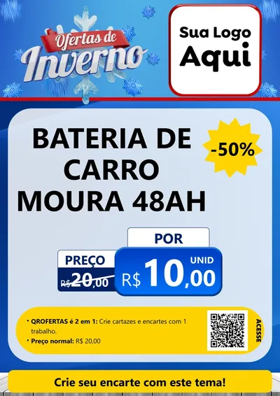 Modelo de Cartaz para Cartaz A4 Vertical com o tema Ofertas de Inverno para Baterias Elétricas