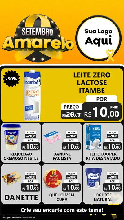 Modelo de Rede Social para Stories com o tema Setembro Amarelo para Frios e Laticínios