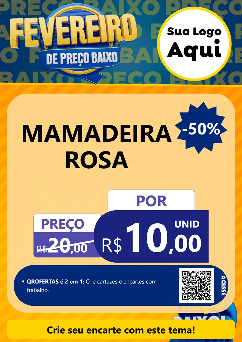 Modelo de Cartaz para Cartaz A4 Vertical com o tema Fevereiro de Preço Baixo para Bebês