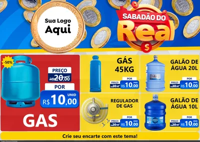 Modelo de Encarte para Encarte A4 Horizontal com o tema Sabadão do Real para Água e gás