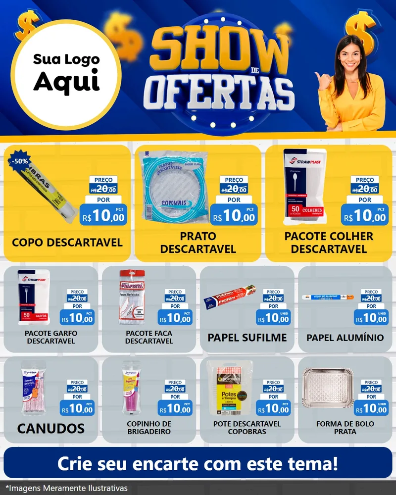 Modelo de Rede Social para Feed Instagram com o tema Show de Ofertas para Embalagens