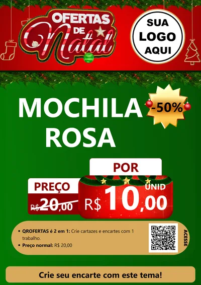 Modelo de Cartaz para Cartaz A4 Vertical com o tema Ofertas de Natal para Papelaria