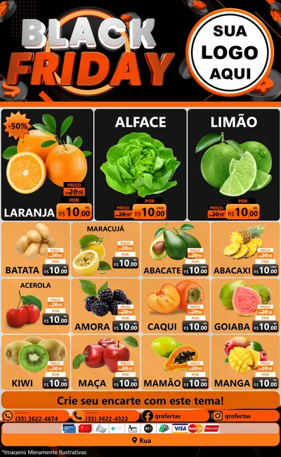 Modelo de Encarte para Encarte Grande com o tema Black Friday para Hortifrúti