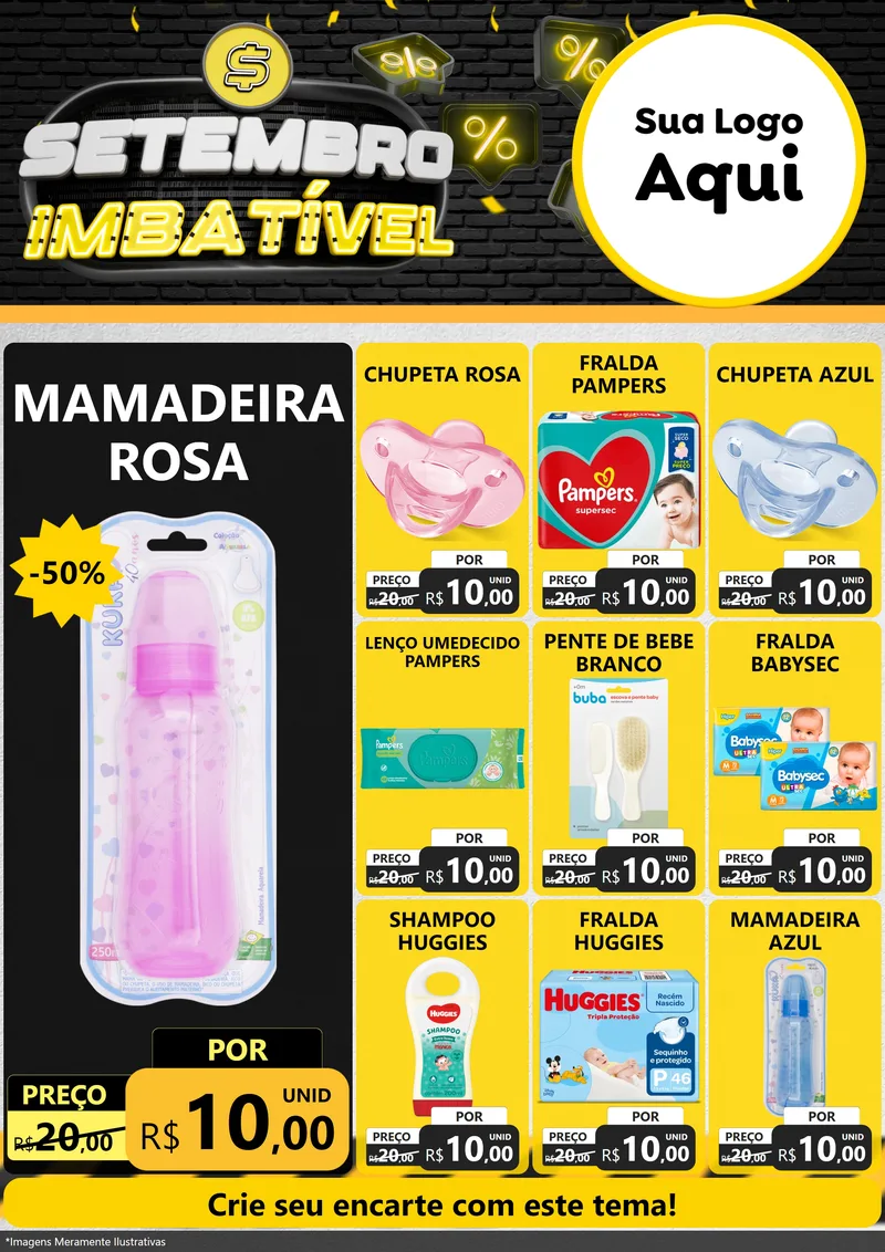 Modelo de Encarte para Encarte A4 Vertical com o tema Setembro Imbatível para Bebês