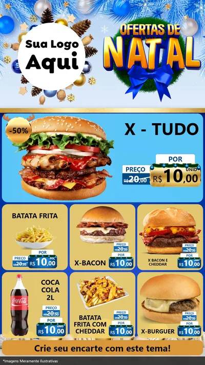 Modelo de Rede Social para Stories com o tema Ofertas de Natal para Hamburgueria