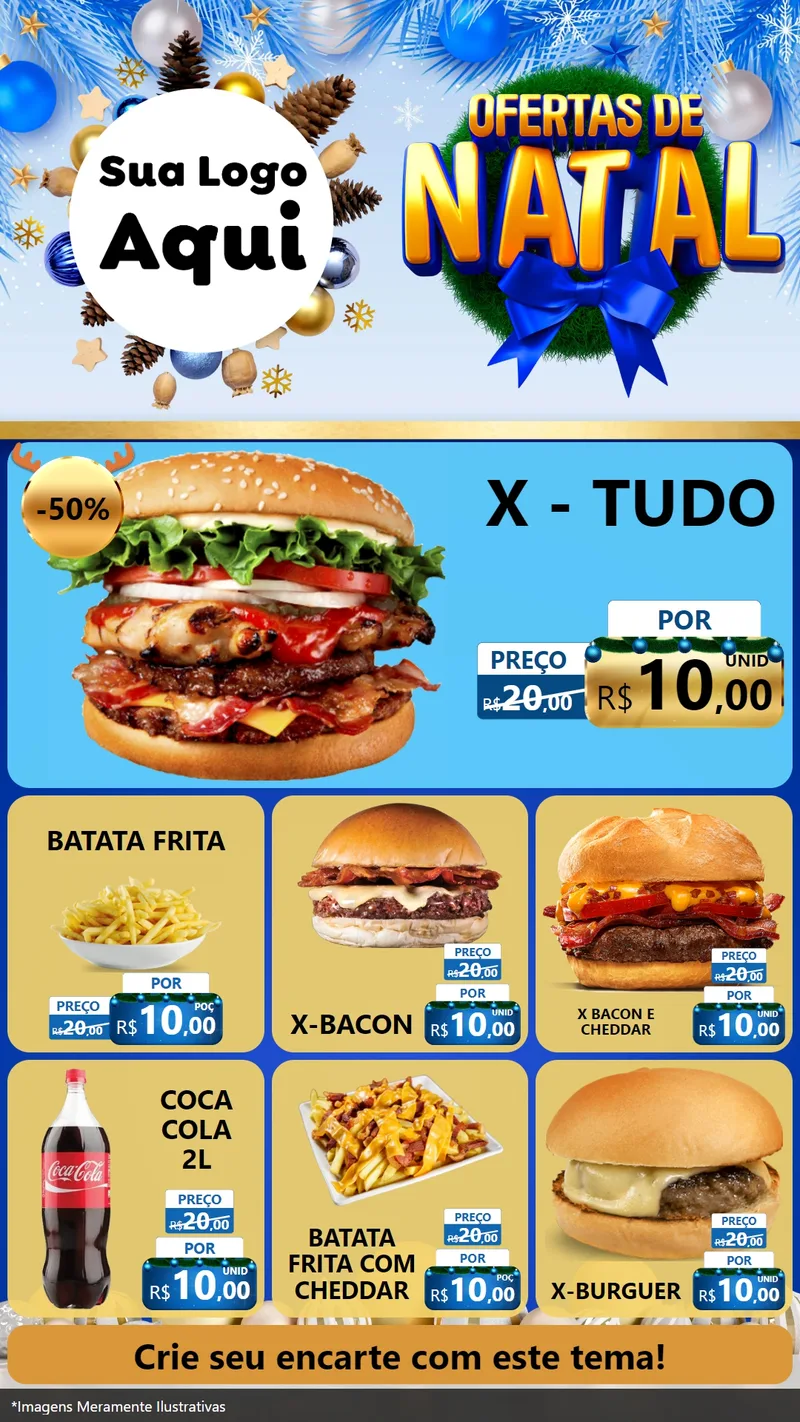 Modelo de Rede Social para Stories com o tema Ofertas de Natal para Hamburgueria