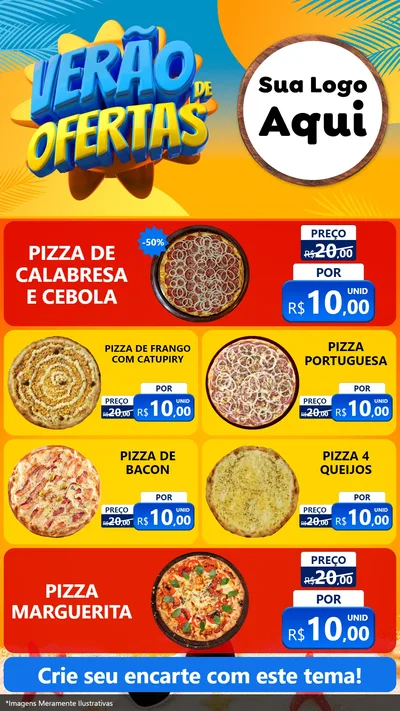 Modelo de TV para TV Vertical com o tema Verão de Ofertas para Pizzaria
