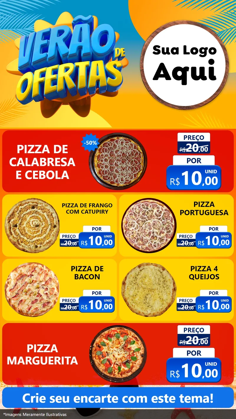 Modelo de TV para TV Vertical com o tema Verão de Ofertas para Pizzaria