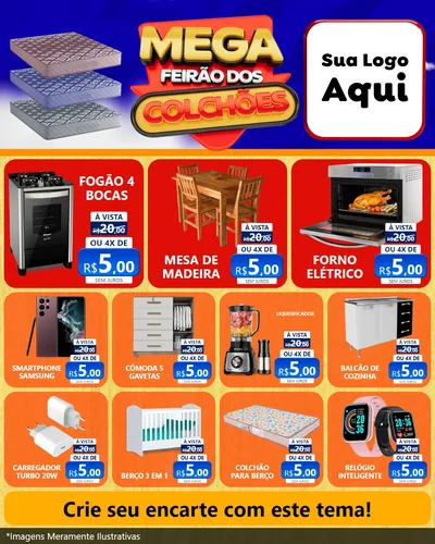 Modelo de Rede Social para Feed Instagram com o tema Mega Feirão dos Colchões