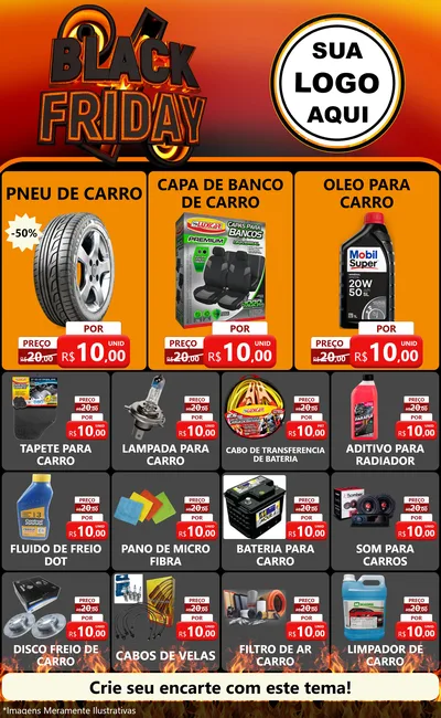 Modelo de Encarte para Encarte Grande com o tema Black Friday para Auto peças
