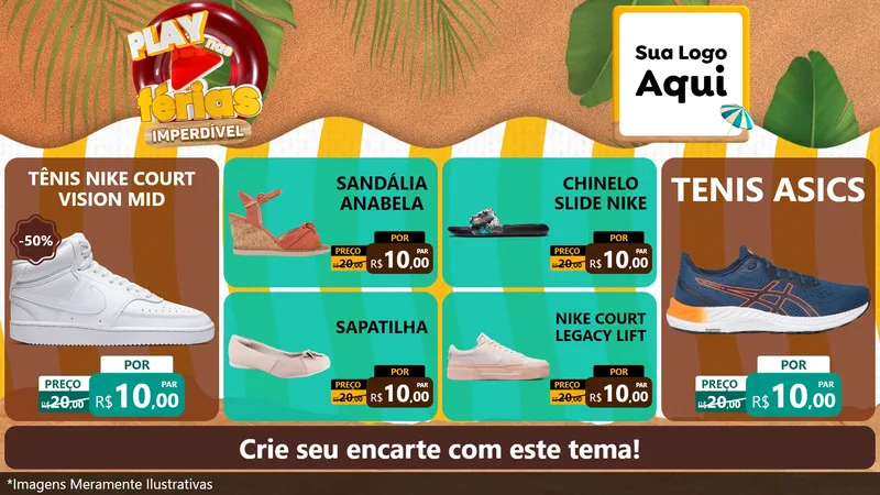 Modelo de TV para TV Horizontal com o tema Play Nas Férias Imperdível para Calçados
