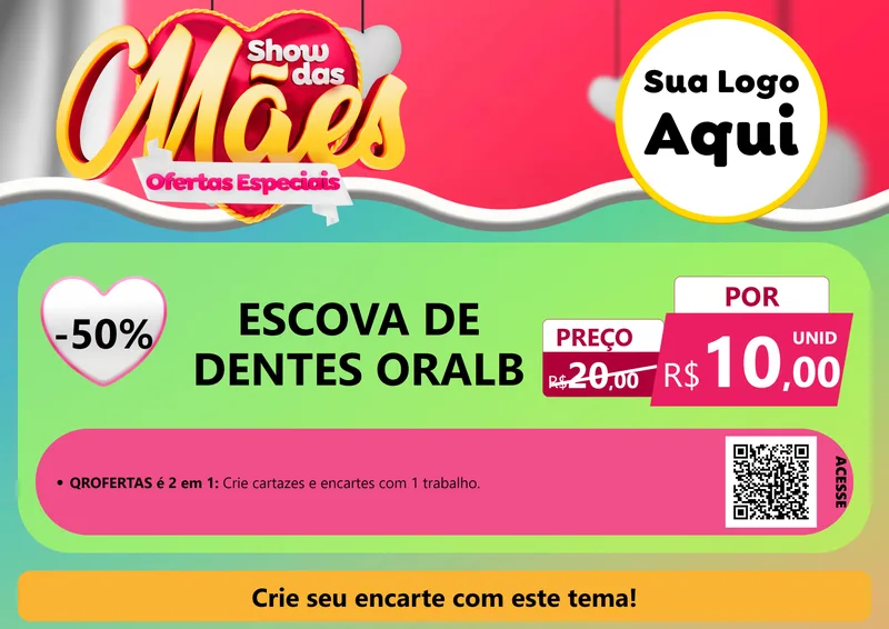 Modelo de Cartaz para Cartaz A4 Horizontal com o tema Show das Mães - Ofertas Especiais para Higiene Pessoal