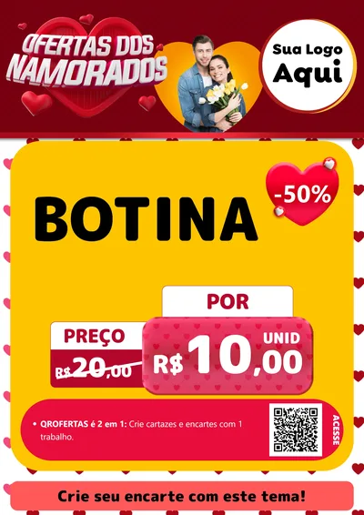Modelo de Cartaz para Cartaz A4 Vertical com o tema Ofertas Dos Namorados para Agropecuária