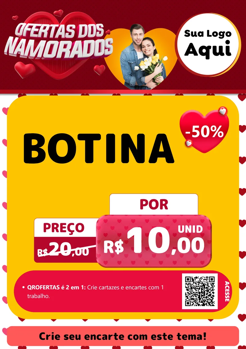 Modelo de Cartaz para Cartaz A4 Vertical com o tema Ofertas Dos Namorados para Agropecuária