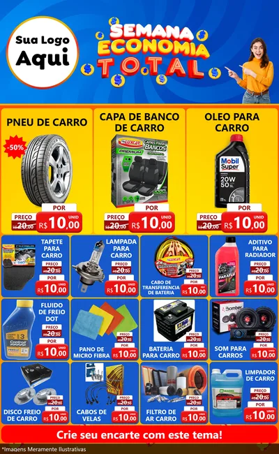 Modelo de Encarte para Encarte Grande com o tema Semana Economia Total para Auto peças