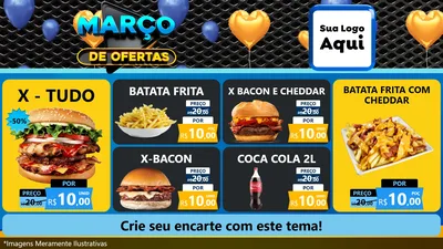 Modelo de TV para TV Horizontal com o tema Março de Ofertas para Hamburgueria