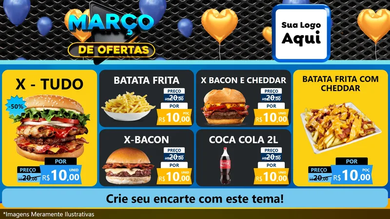 Modelo de TV para TV Horizontal com o tema Março de Ofertas para Hamburgueria