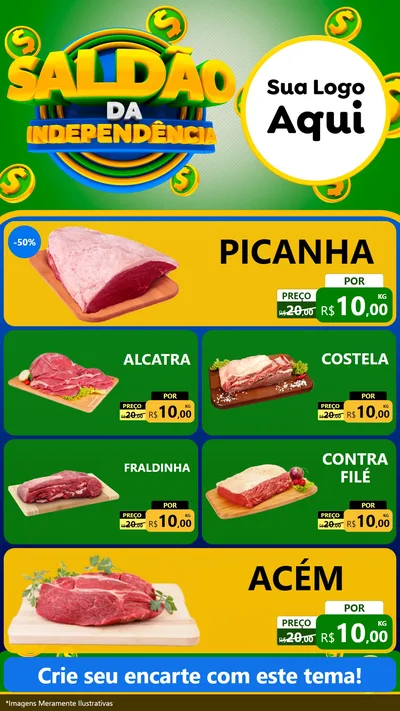 Modelo de TV para TV Vertical com o tema Saldão da Indepêndencia para Açougue