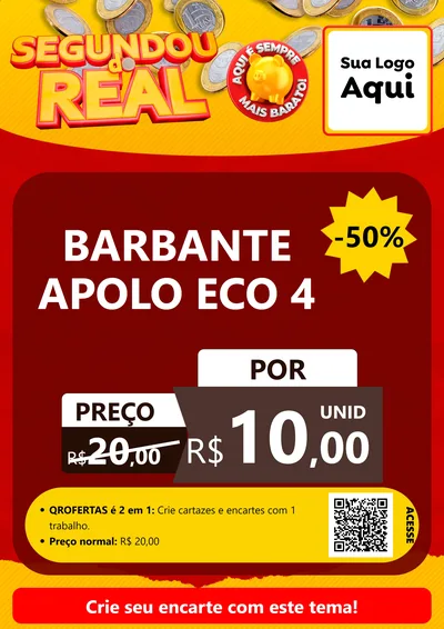 Modelo de Cartaz para Cartaz A4 Vertical com o tema Segundou do Real para Armarinho e Aviamentos
