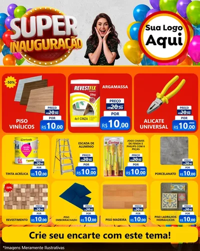 Modelo de Rede Social para Feed Instagram com o tema Super Inauguração para Material para Construção