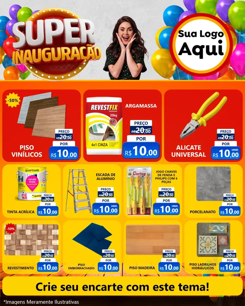 Modelo de Rede Social para Feed Instagram com o tema Super Inauguração para Material para Construção