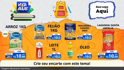 Modelo de TV para TV Horizontal com o tema Volta às Aulas para Supermercado
